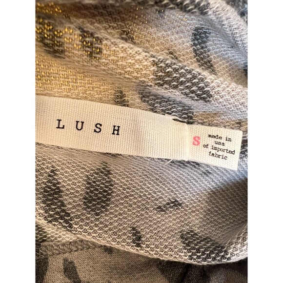 Lush Turtleneck Drawstring Sweatshirt Top Womens S Grey Leopard Long Sleeve NWT - Picture 4 of 6